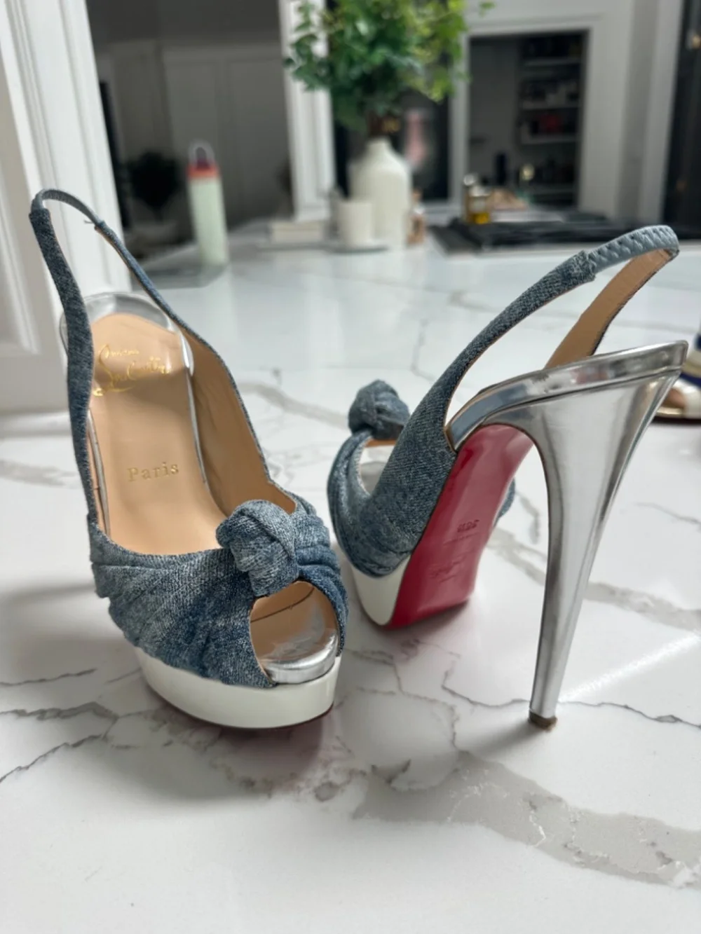 Christian Louboutin Platform Slingback Heels Sz 36.5